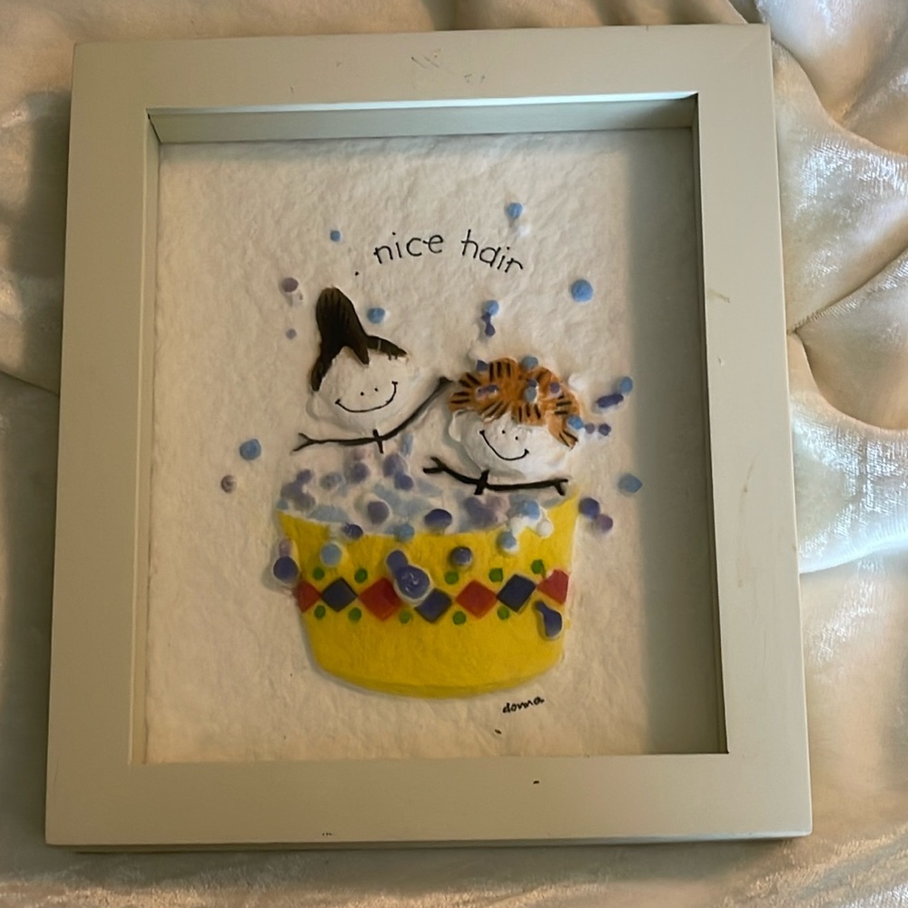 Children bathing - bathroom wall decor - “nice hair”
